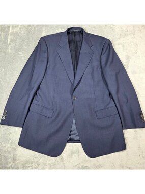 Falke Sport Coat 46 Navy Blue Wool Silk Blend Modern Office Blazer Jacket Italy